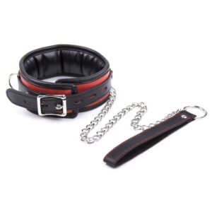 Black And Red Thick Suede Neck Collar